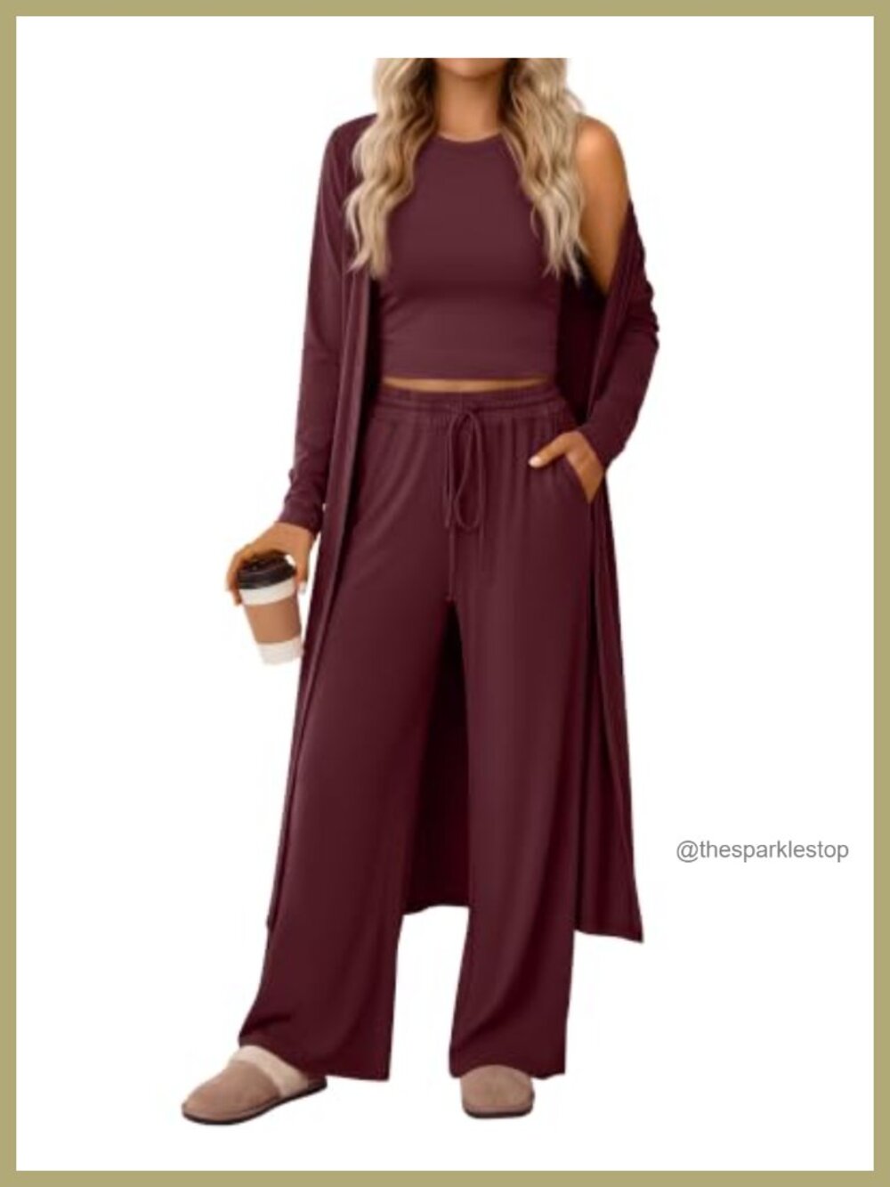 Women's 3 Piece Lounge Set Polyester Rayon Spandex Travel Outfit